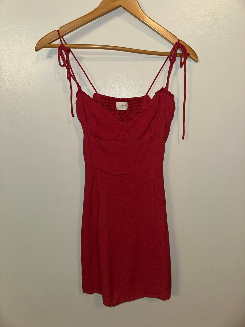 Aritzia Wilfred Fable Dress Red Bustier Tie Strap Mini Dress Size 0